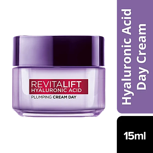 L'Oreal Paris Revitalift Hyaluronic Acid - Plumping Day Cream, For Hydrated, Smooth & Radiant Skin, 15 Ml Jar