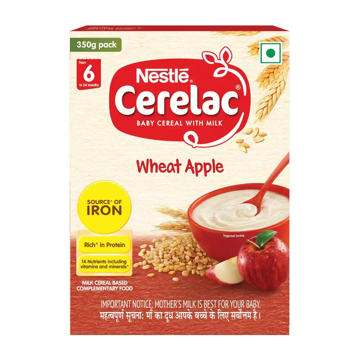 Cerelac With Milk Wheat Apple 350g No 6