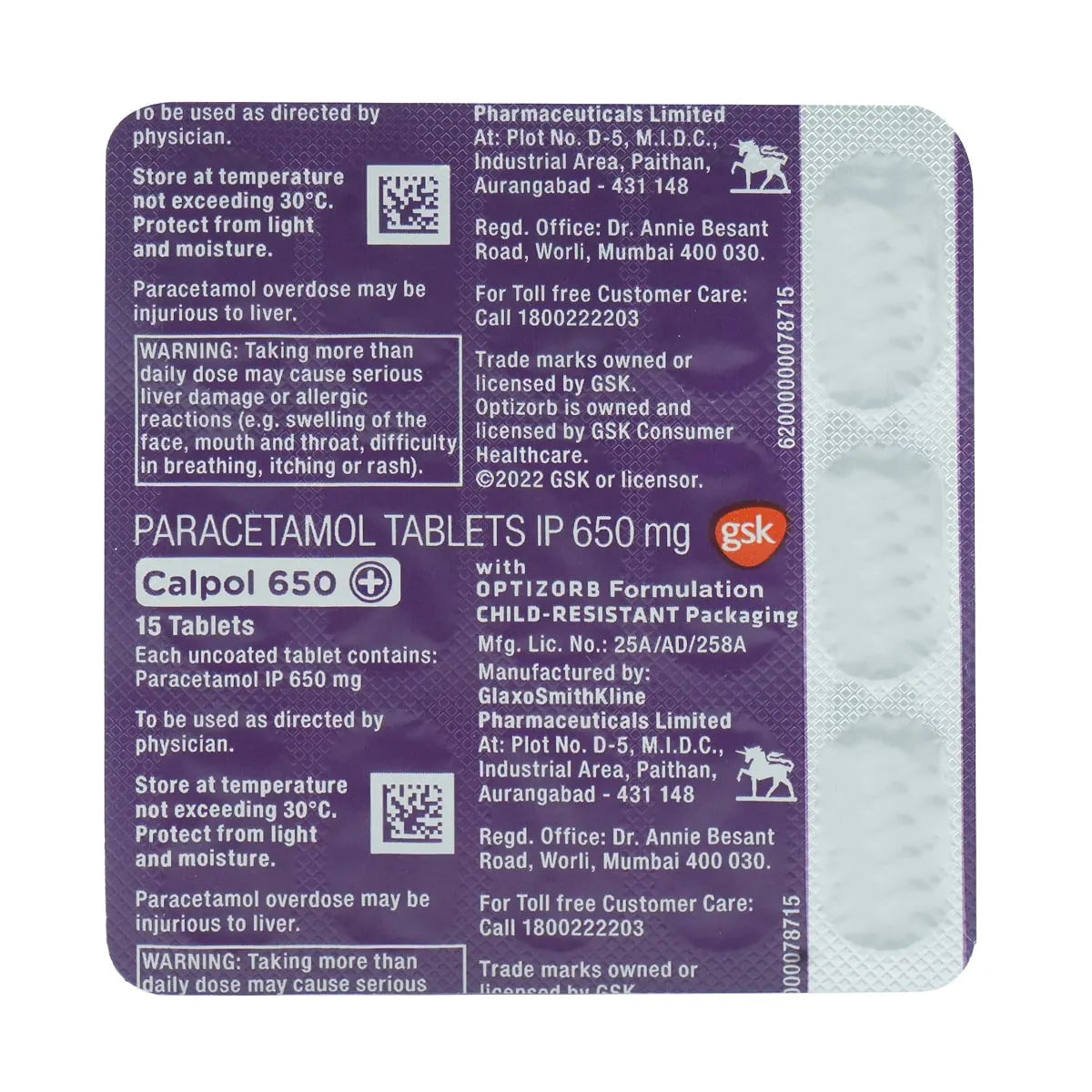 Calpol 650mg Tab