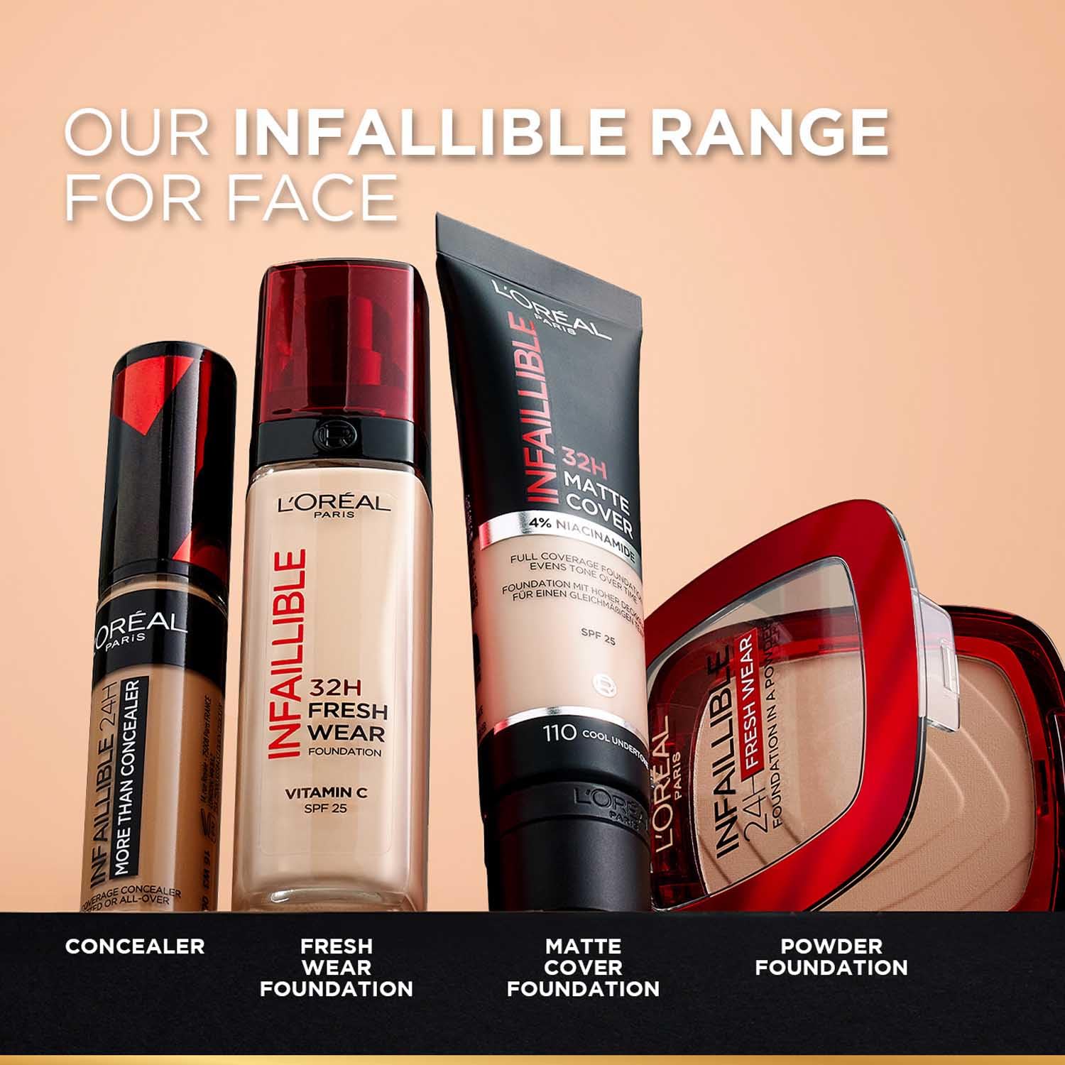 L'Oreal Paris Infallible 32h Fresh Wear Foundation - 125 Warm Undertone, 30ml