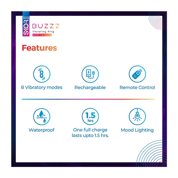 Skore Buzz Vibrating Ring With Remote & 8 Vibrating Mode 1'S