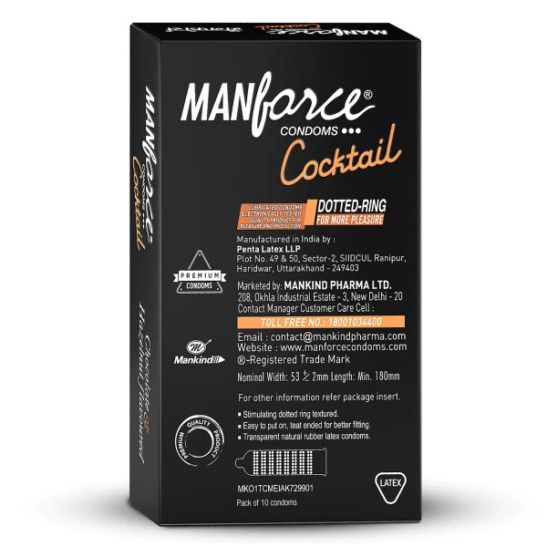 Manforce Cocktail Condoms - Chocolate & Hazelnut Flavoured 10'S