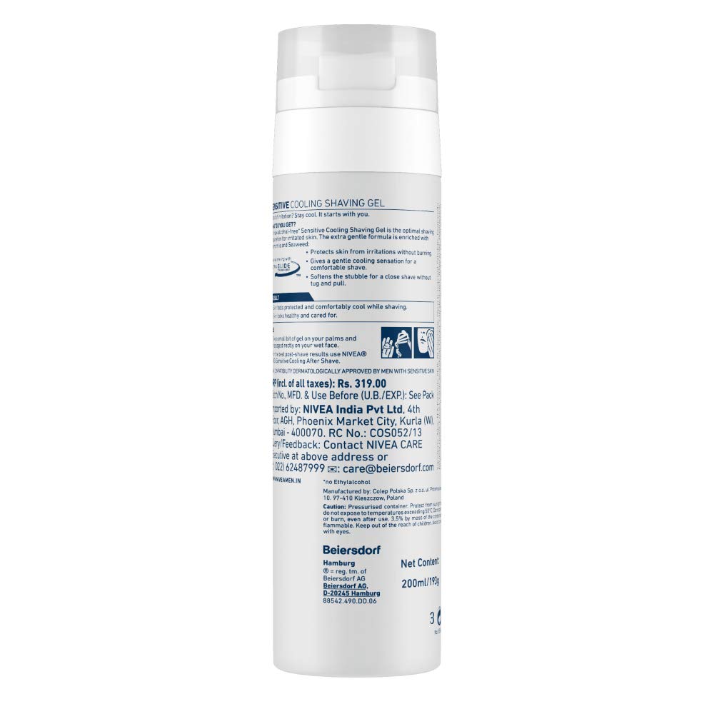 Nivea Men Shaving, Sensitive Cooling Shaving Gel, 200ml