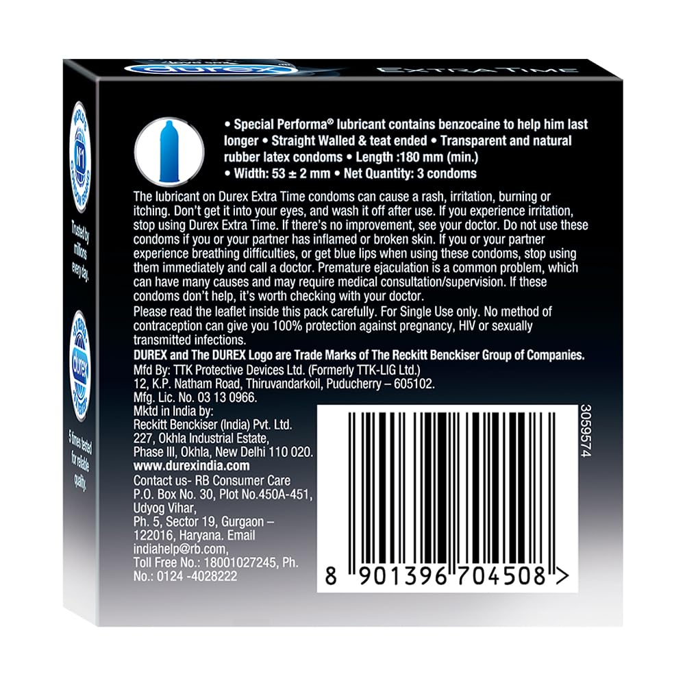 Durex Condoms, Extra Time- 3s