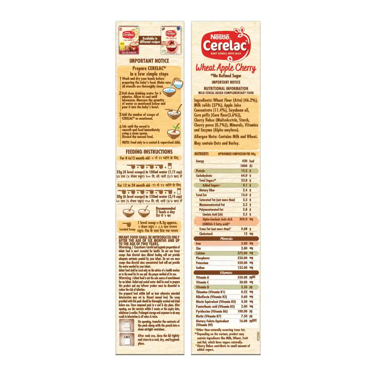 Cerelac With Milk Wheat Apple Cheery 350g No 8