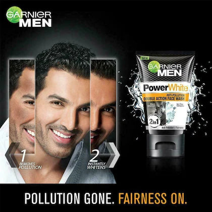 Garnier Men Powerwhite Anti Pollution Double Action Face Wash 100 G