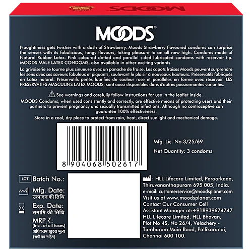 Moods Condoms - Strawberry, 3 Pcs