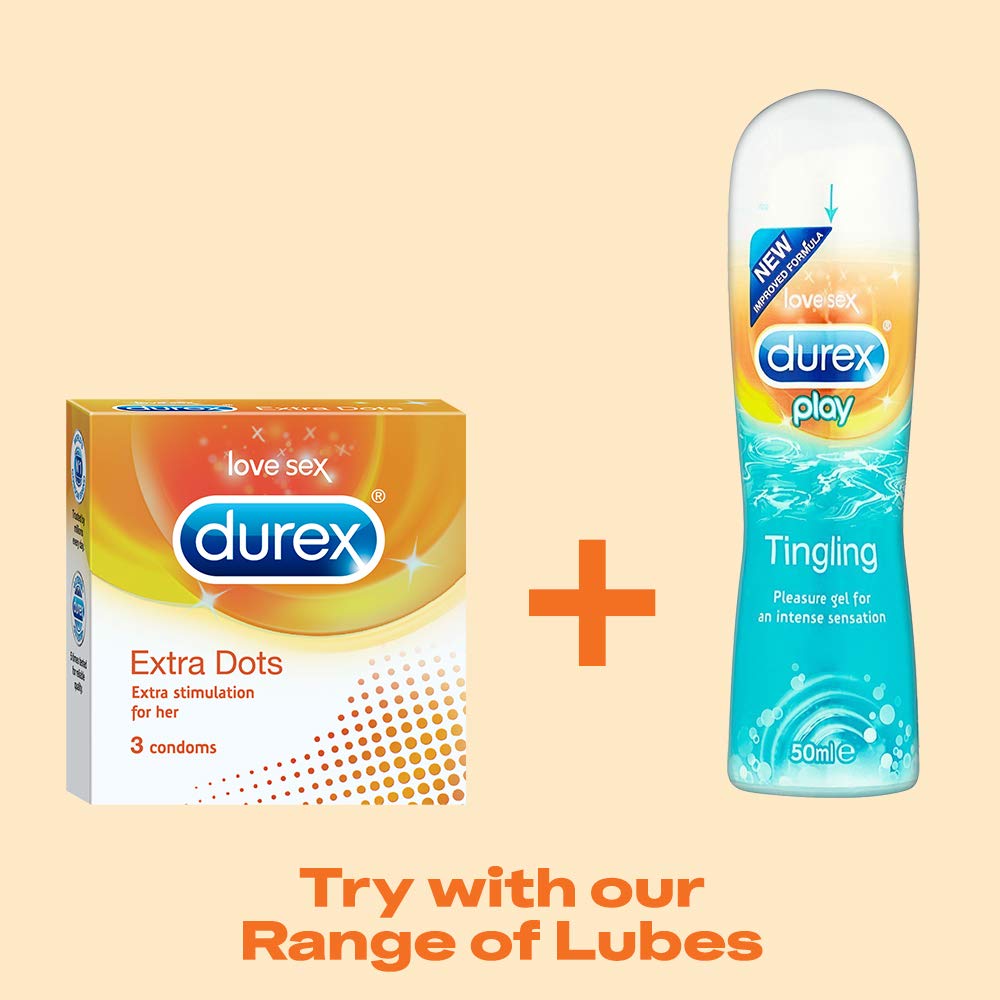 Durex Extra Dotted Condoms For Men - 3 Count