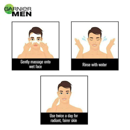 Garnier Men Powerwhite Anti Pollution Double Action Face Wash 100 G