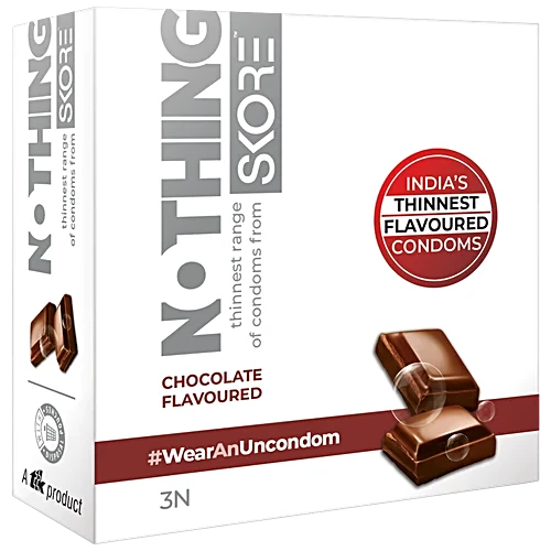 Skore Nothing Climax Delay Condoms - Ultra Thin, Chocolate Flavoured, 3 Pcs