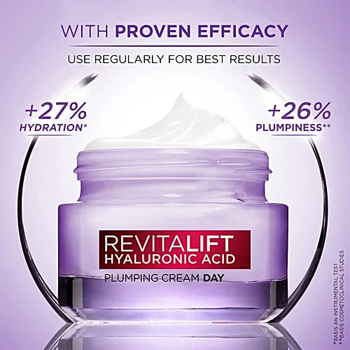 L'Oreal Paris Revitalift Hyaluronic Acid - Plumping Day Cream, For Hydrated, Smooth & Radiant Skin, 15 Ml Jar