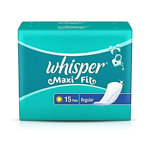 Whisper Maxi Fit Sanitary Pads - Regular, 15 Pcs