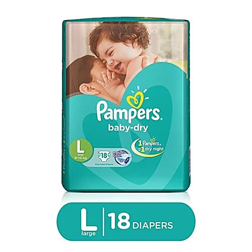 Pampers Baby Dry, Size L, 18 Diapers