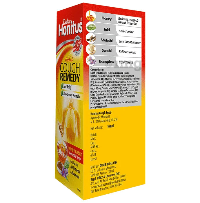Dabur Honitus Herbal Cough Remedy Syrup 100ml