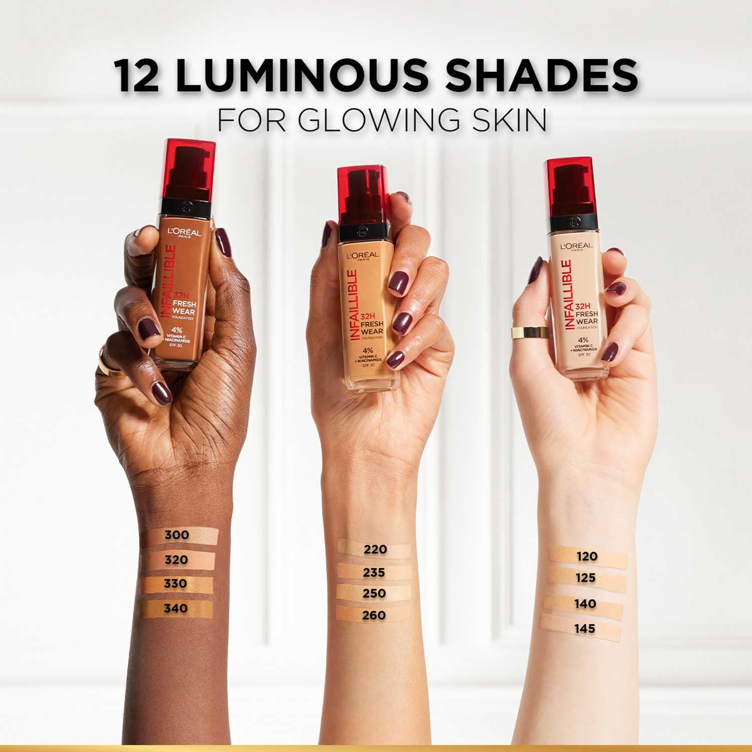 L'Oreal Paris Infallible 32h Fresh Wear Foundation - 125 Warm Undertone, 30ml