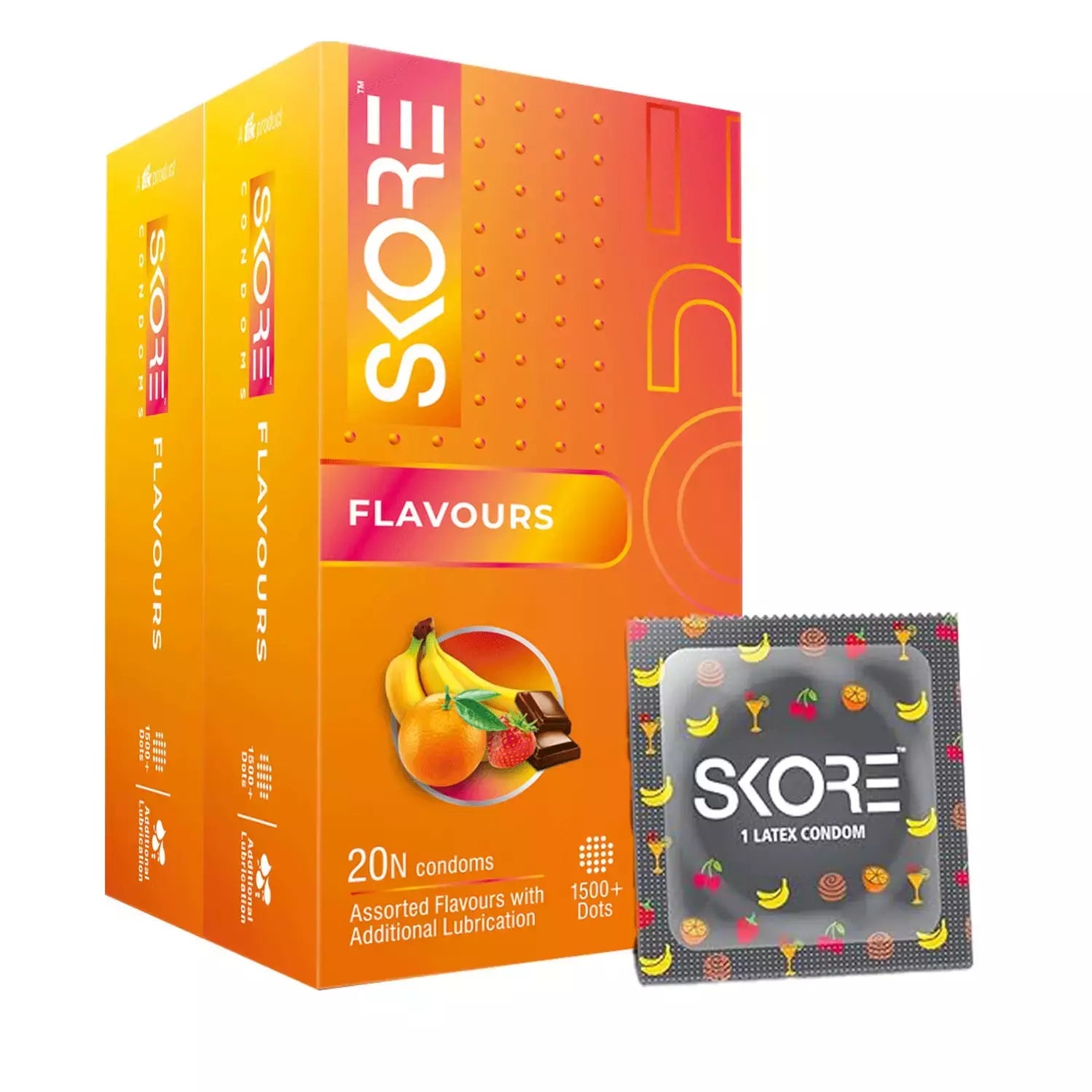 Skore Assorted Flavoured And Coloured Condoms (Flavours) 20n