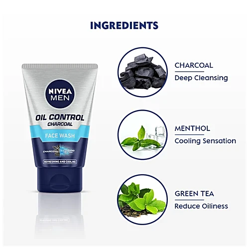 Nivea Oil Control Face Wash With Charcoal & Cooling Mint, 100 G