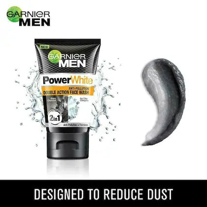 Garnier Men Powerwhite Anti Pollution Double Action Face Wash 100 G