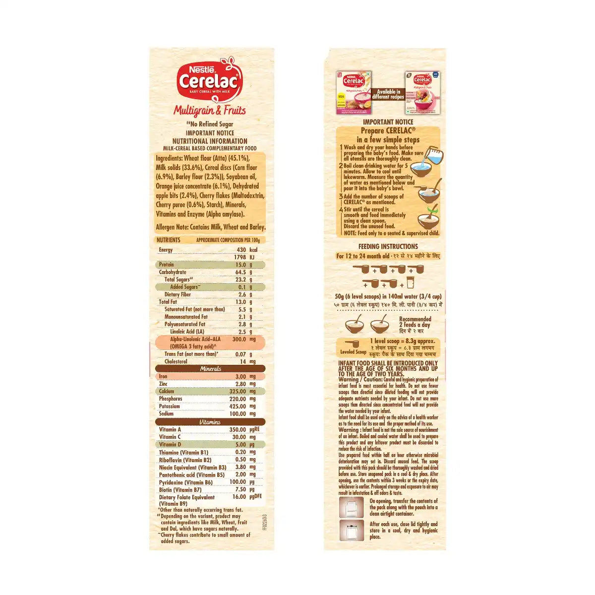 Cerelac With Milk Multigrain & Fruits 300g No 12