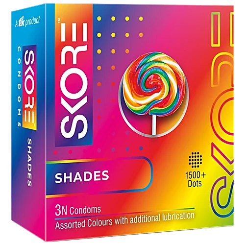 Skore Assorted Colours & Dotted Shades Condoms, 3 Pcs