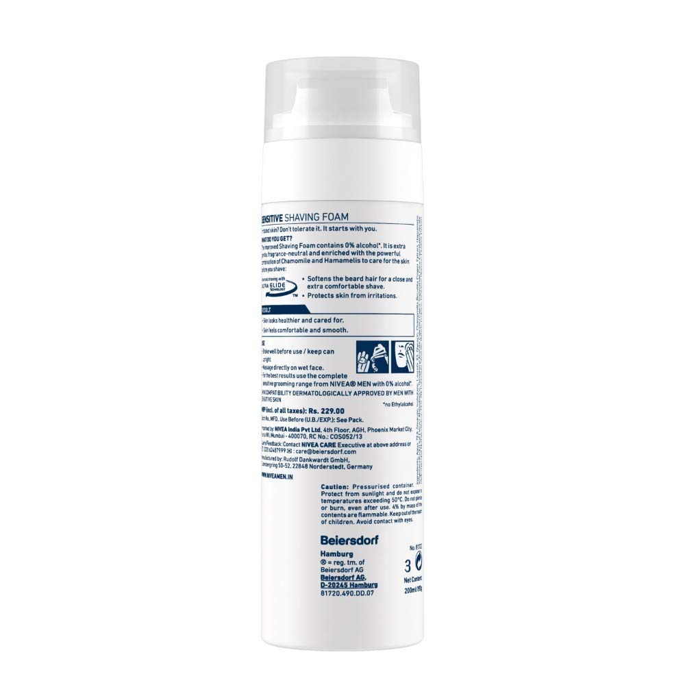 Nivea Men Shaving, Sensitive Shaving Foam For Face, 250ml