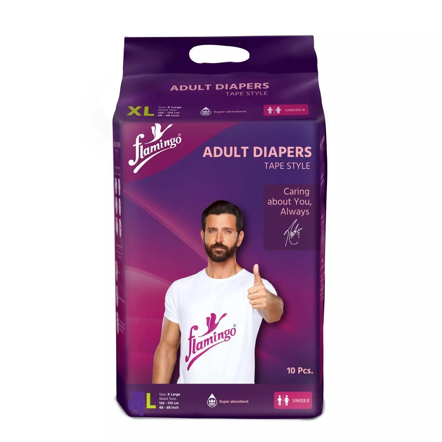 Flamingo Adult Diapers, Pant Style, L Unisex