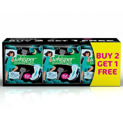 Whisper Bindazzz Nights Ultra, Xl+, 45 Pads