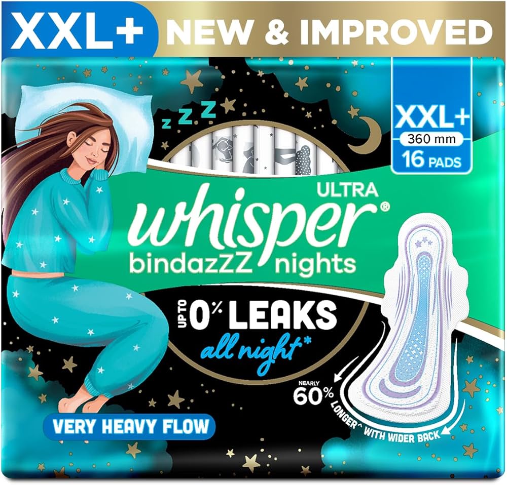 Whisper Bindazzz Nights Ultra, Xxl+, 16 Pads