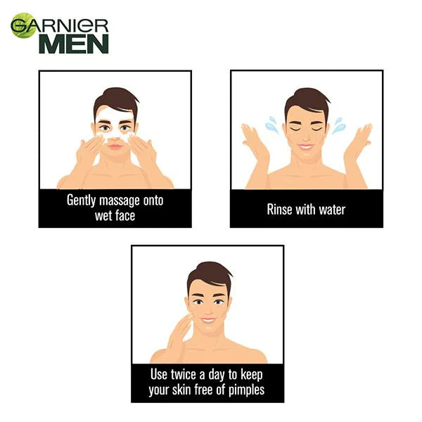 Garnier Men Oil Clear Clay D-Tox Deep Cleansing Icy Face Wash Mineral Clay+Menthol 150gm