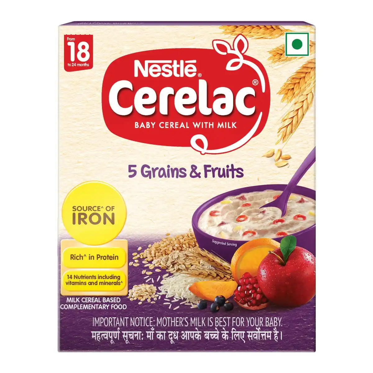 Cerelac With Milk Wheat 5 Grains & Fruits 300g No 18