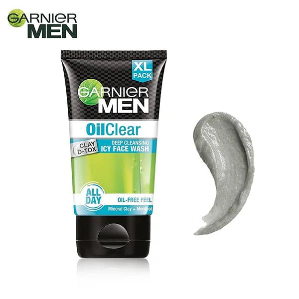 Garnier Men Oil Clear Clay D-Tox Deep Cleansing Icy Face Wash Mineral Clay+Menthol 150gm