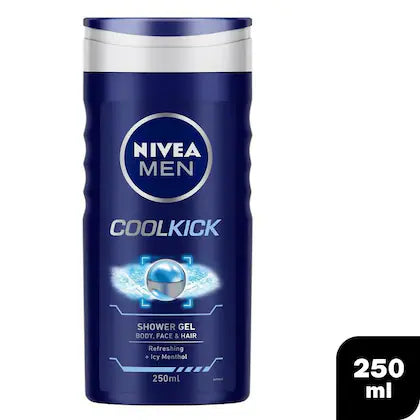 Nivea Men Cool Kick Body, Face & Hair Shower Gel 250 Ml