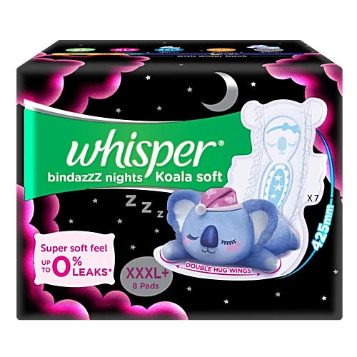 Whisper Bindazzz Nights Koala Soft, Xxxl+, 4 Pads