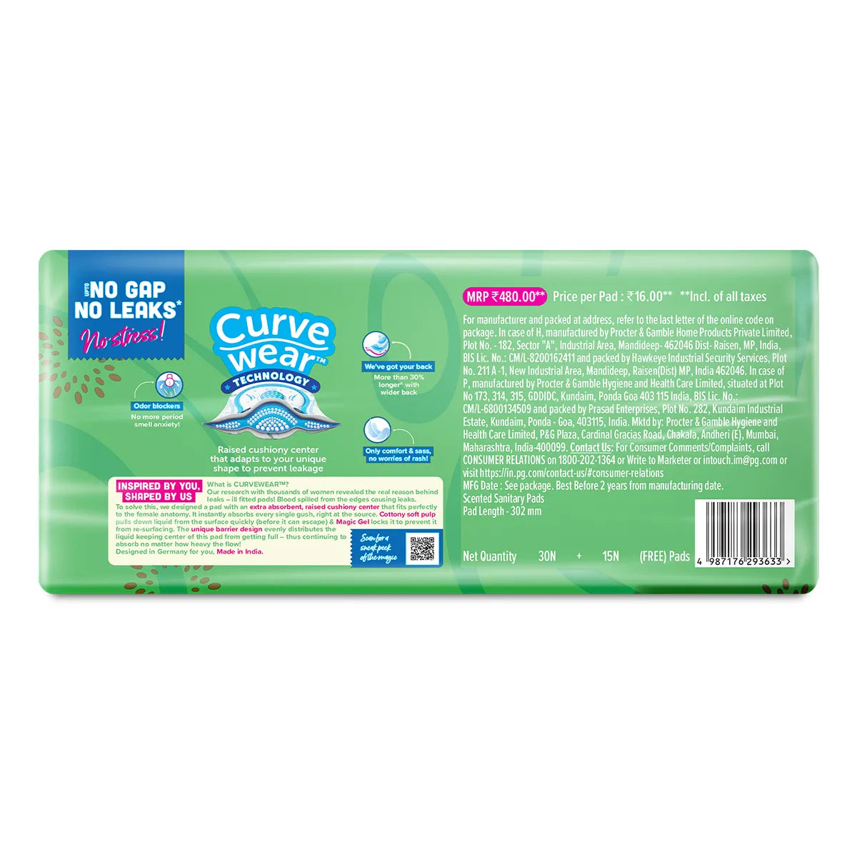 Whisper No Gap No Leak, Xl+, 45 Pads