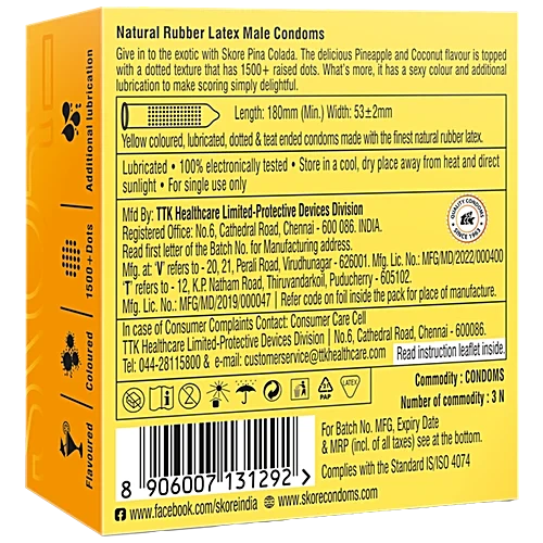 Skore 1500 + Dots Condoms - Pinacolada, 3 Pcs