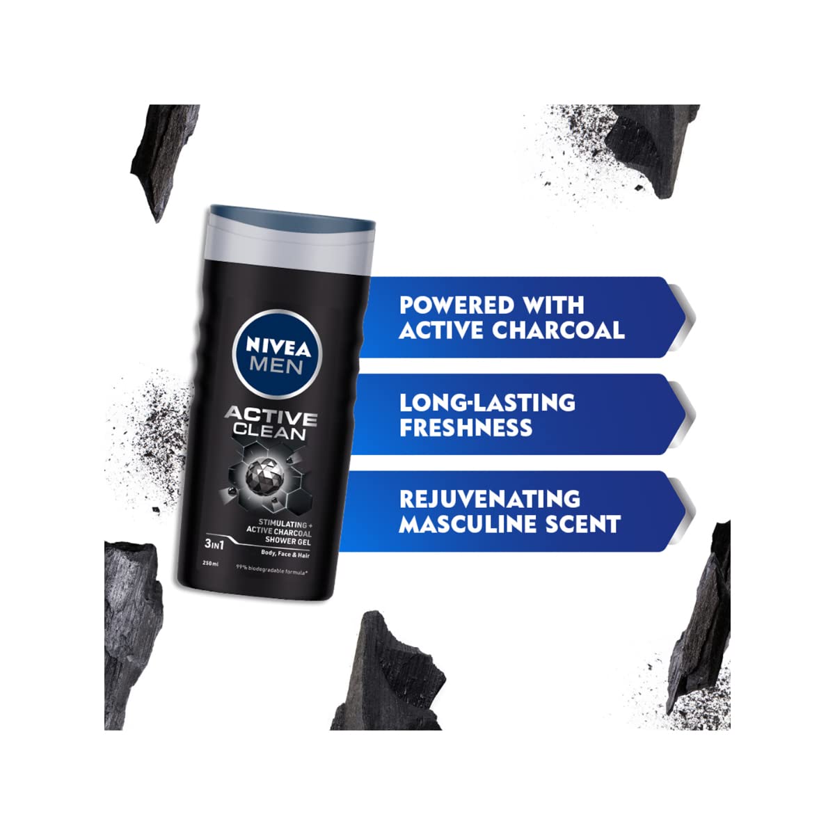 Nivea Men Active Clean Shower Gel, 250 Ml