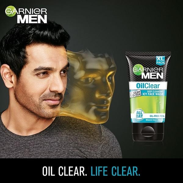 Garnier Men Oil Clear Clay D-Tox Deep Cleansing Icy Face Wash Mineral Clay+Menthol 150gm