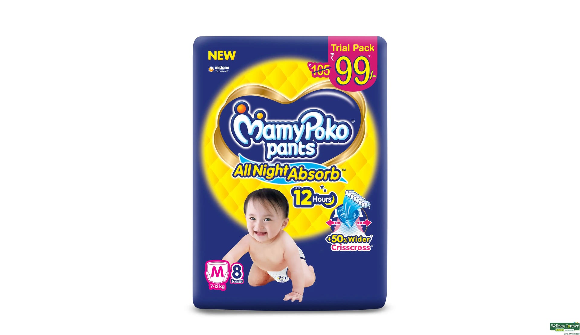 Mamypoko Pants All Night Absorb, Size M , 8 Pants