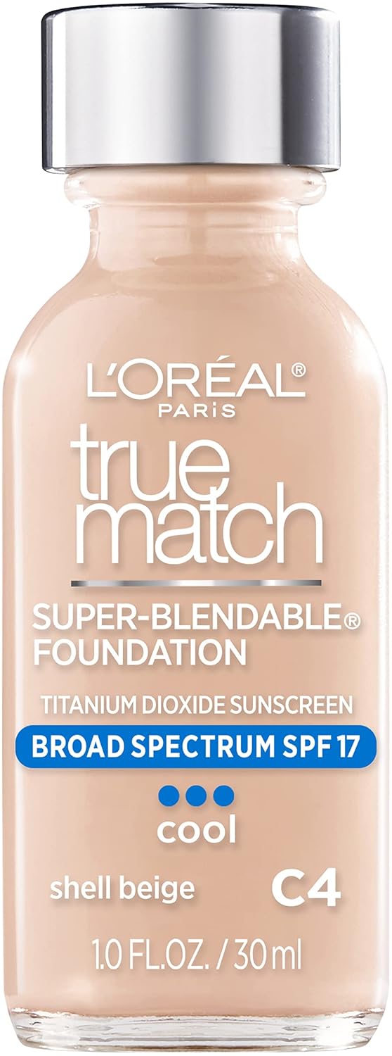 L'Oreal Paris True Match Super-Blendable Makeup, Liquid, Natural Shell Beige, 1 Fl. Oz. 30ml