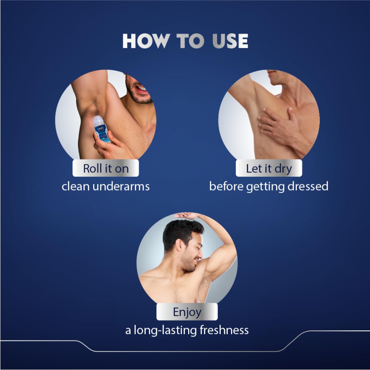 Nivea Men Fresh Active 50ml Deo Roll On | With Fresh Ocean Extracts| 72 H Freshness| 0% Alcohol | Dermatologically Approved & Paraben Free Formula