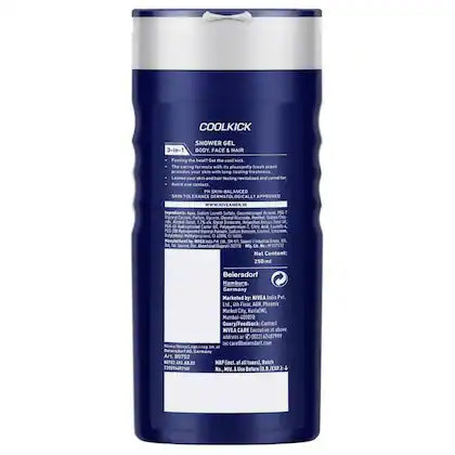 Nivea Men Cool Kick Body, Face & Hair Shower Gel 250 Ml